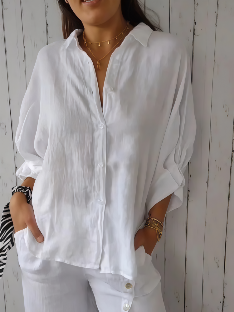 Clara | Camisa oversize de lino con botones