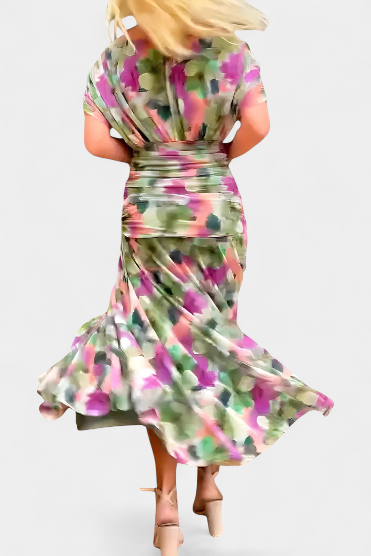 Alondra™ | Vestido largo de estampado floral con cuello en V
