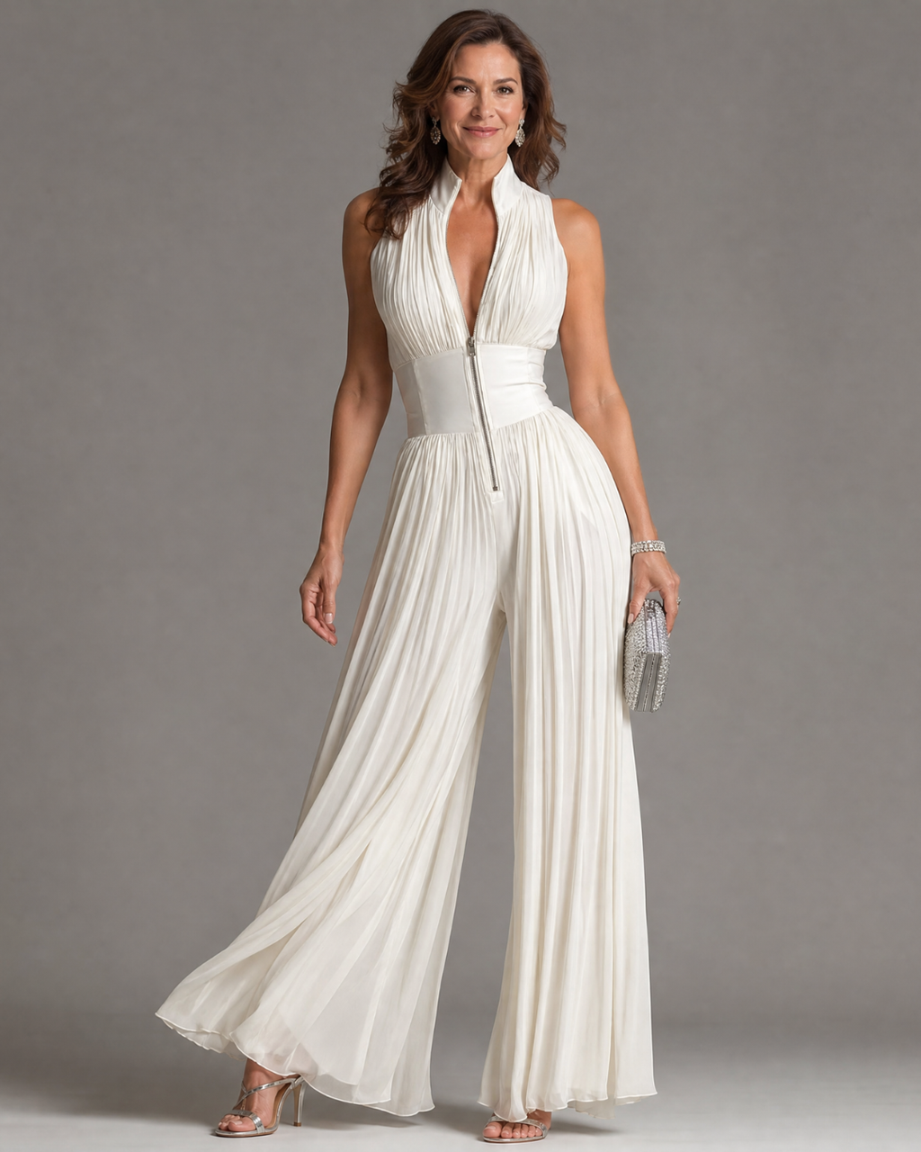 Zakira | Mono de cuello halter y pernera ancha