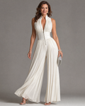 Zakira | Mono de cuello halter y pernera ancha