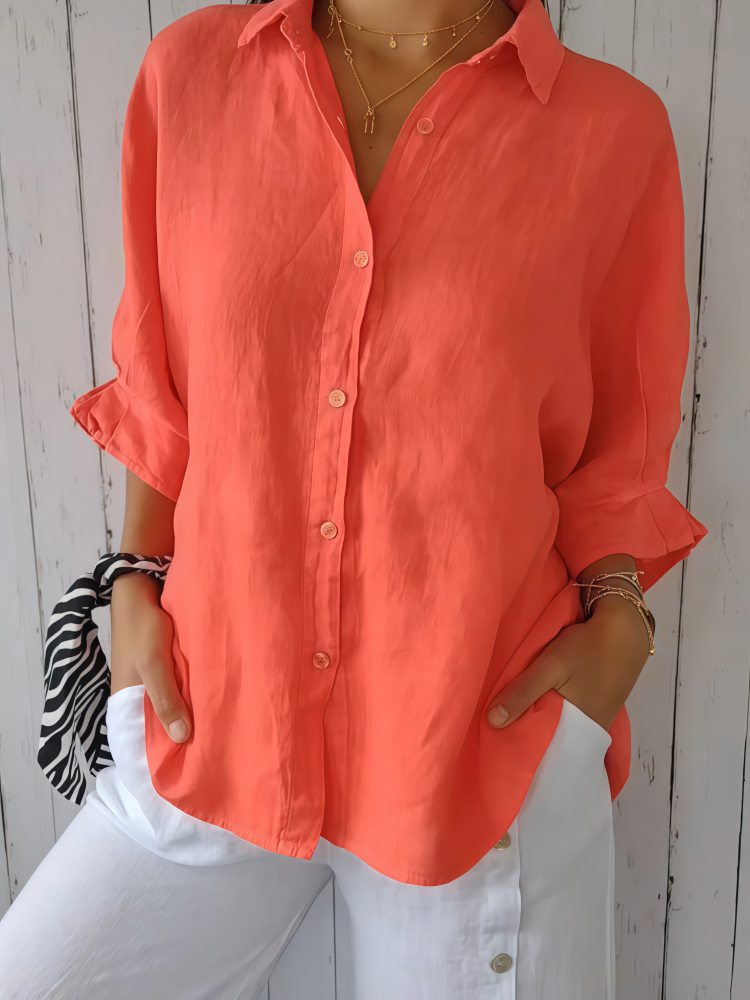 Clara | Camisa oversize de lino con botones