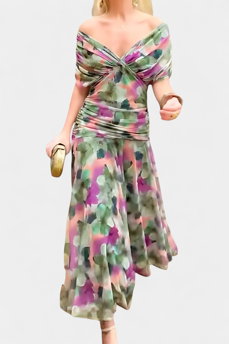 Alondra™ | Vestido largo de estampado floral con cuello en V