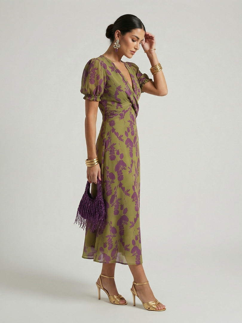 Virel | Vestido midi floral de corte holgado