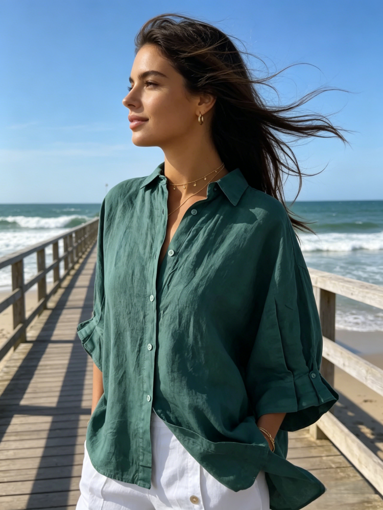 Clara | Camisa oversize de lino con botones
