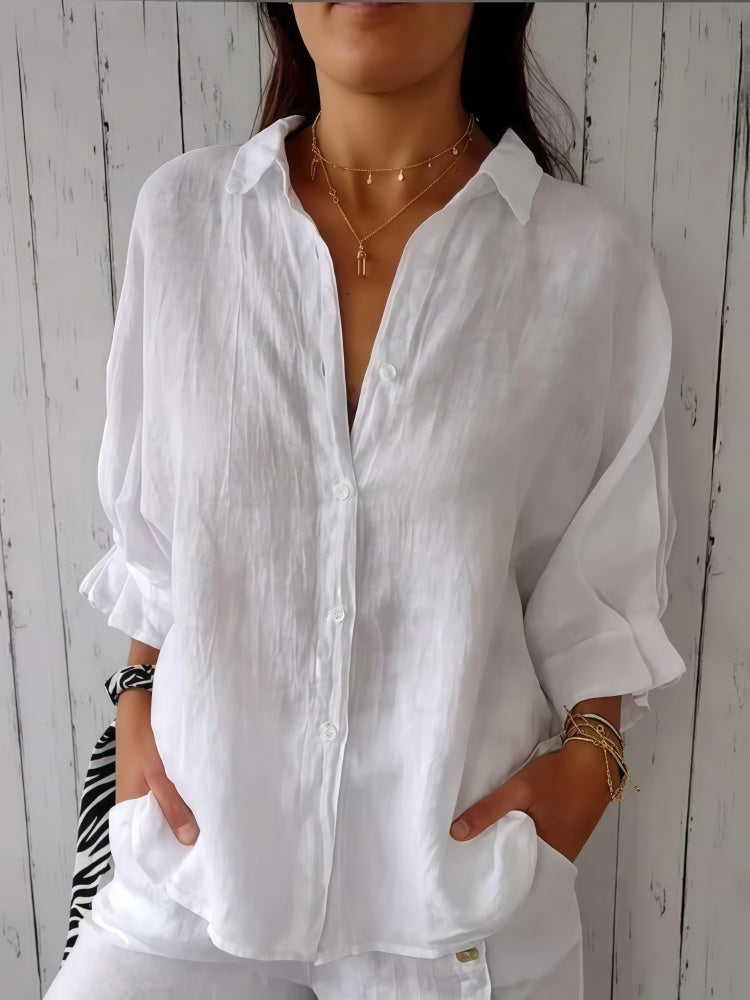 Clara | Camisa oversize de lino con botones