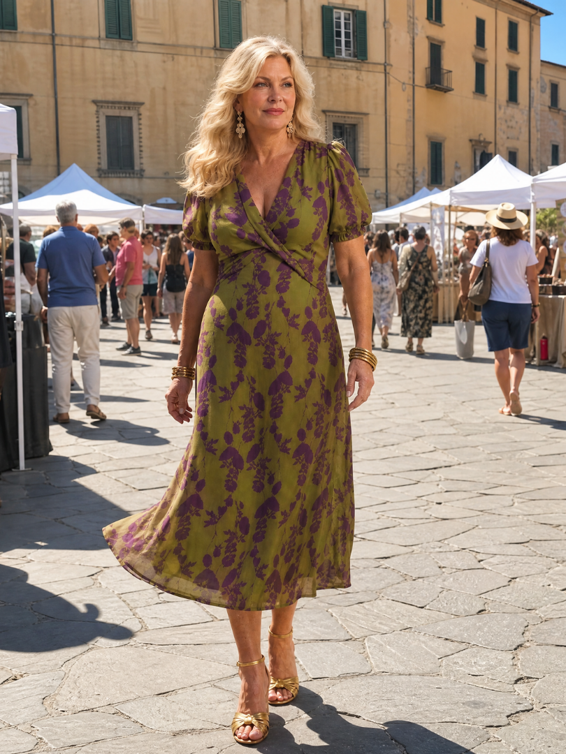 Virel | Vestido midi floral de corte holgado