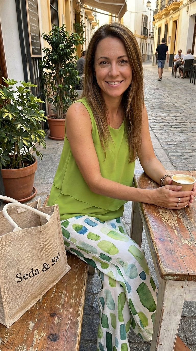 Cliente usando ropa de la tienda