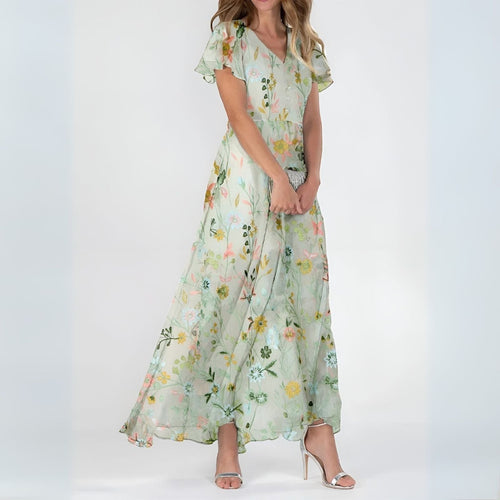 Alessia | Vestido largo elegante con estampado floral