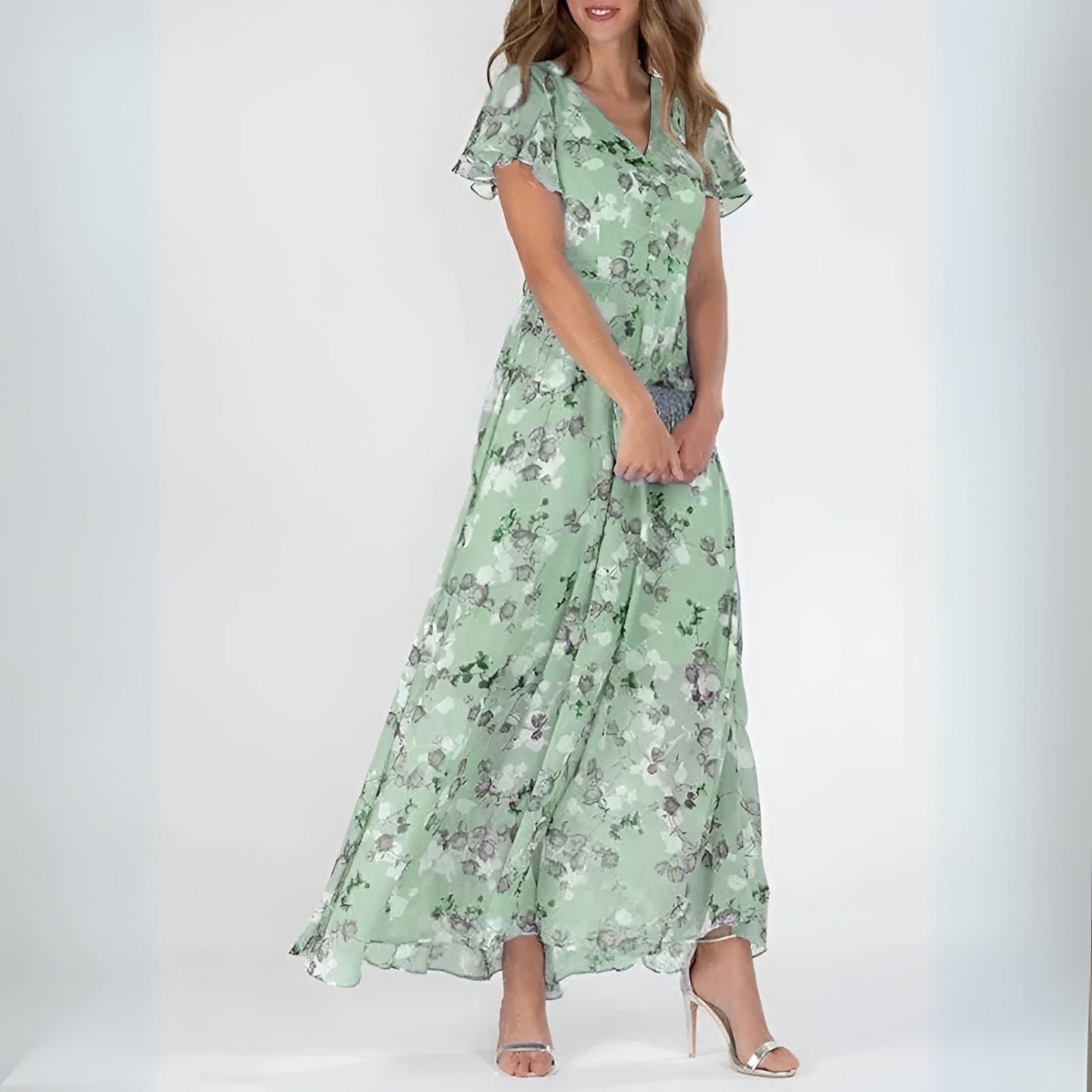 Alessia | Vestido largo elegante con estampado floral