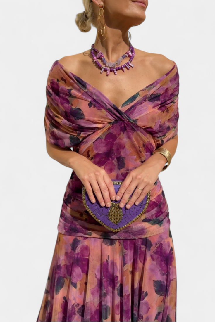 Alondra™ | Vestido largo de estampado floral con cuello en V