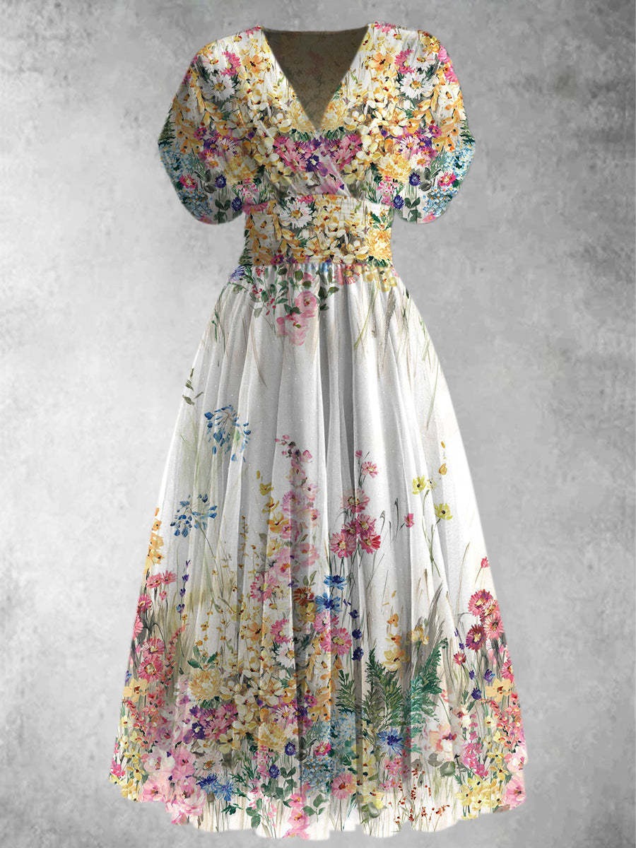 Rosalía | Vestido largo de manga corta con estampado floral