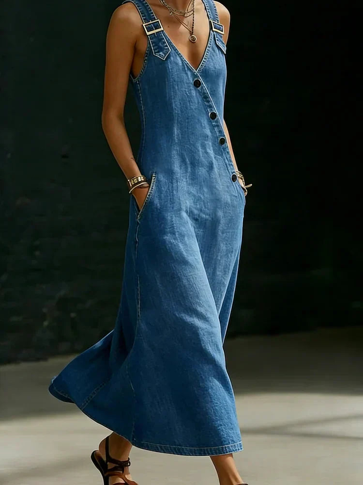 Vera | Vestido largo de vaqueros con botones