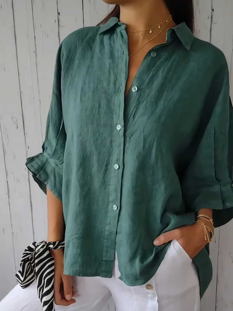 Clara | Camisa oversize de lino con botones