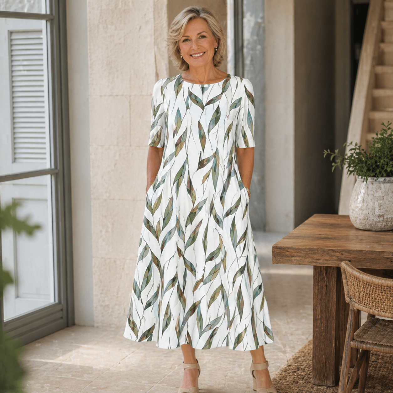 Sarah | Vestido midi floral de estilo desenfadado